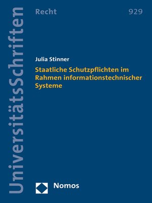 cover image of Staatliche Schutzpflichten im Rahmen informationstechnischer Systeme